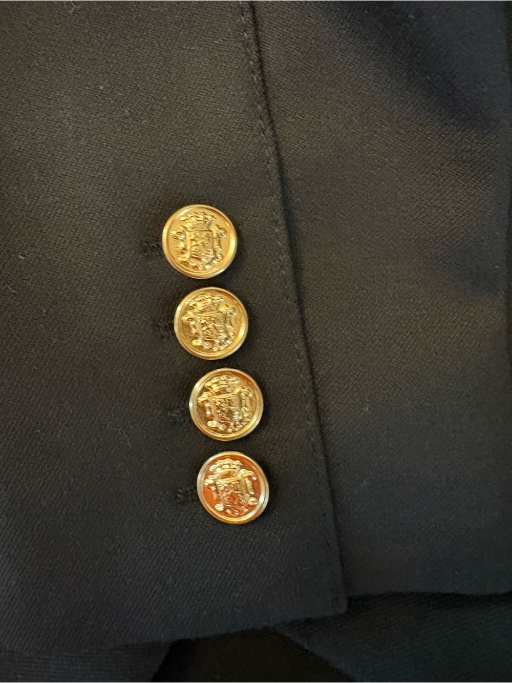 Smythe Duchess Blazer Women Size 8 Black NWT Gold Crest Button Cut-Out Back - Picture 9 of 10